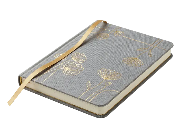 Grey Notebook with Gold Floral Foil Design