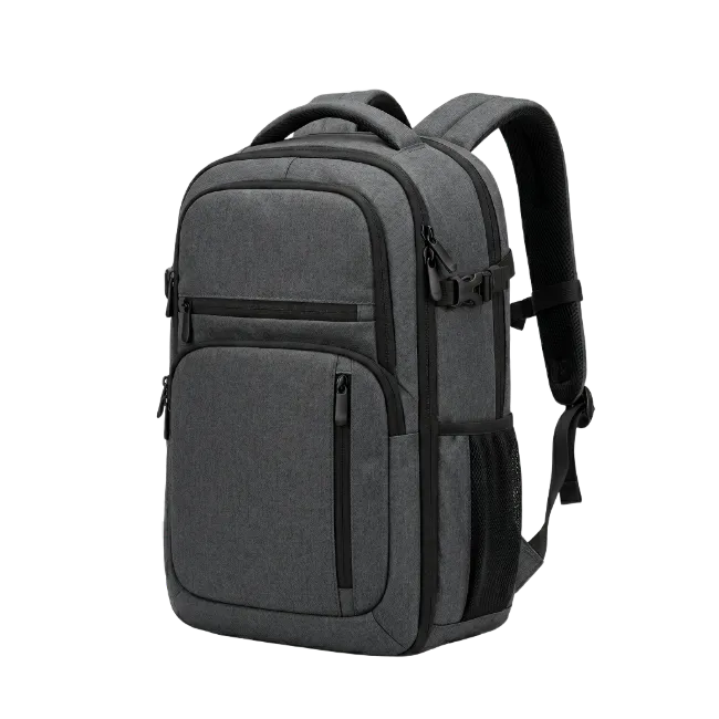 Grey Travel Backpack with Multiple Compartments