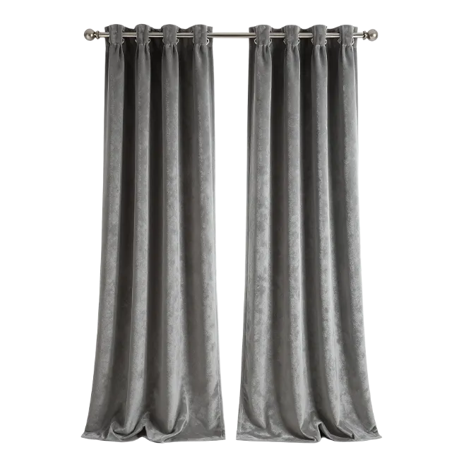 Grey Velvet Curtains on Rod