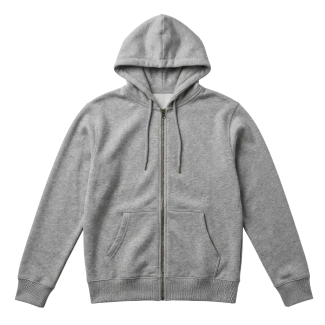 Grey Zip Up Hoodie Sweatshirt
