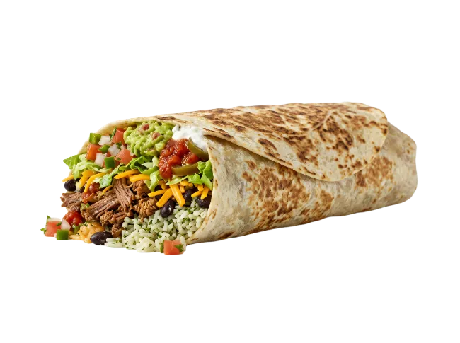 Grilled Beef Burrito with Rice and Guacamole