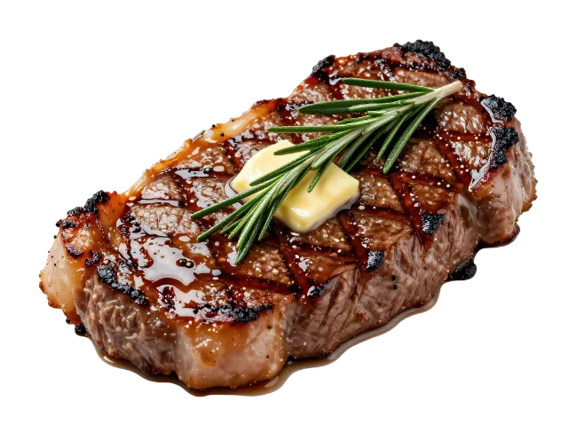 Grilled Beef Steak with Butter and Rosemary