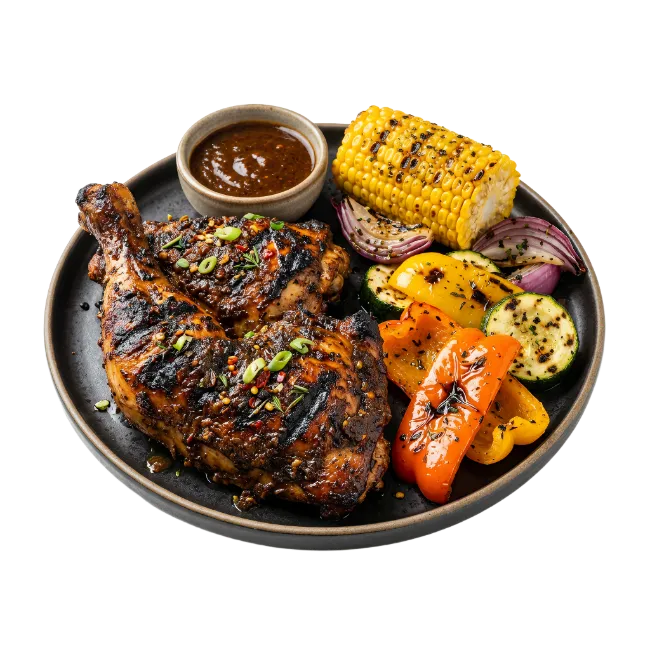Grilled Chicken Plate with Corn and Vegetables