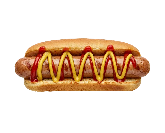 Grilled Hot Dog with Mustard and Ketchup