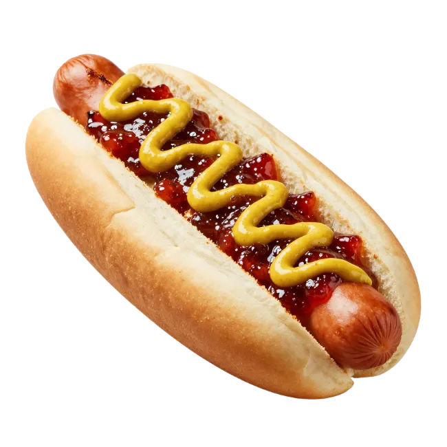 Grilled Hot Dog with Mustard and Relish