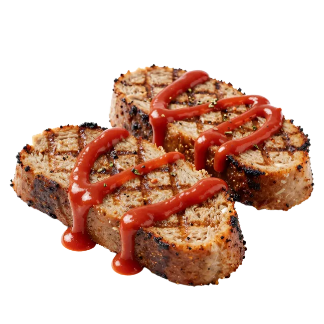 Grilled Meatloaf Slices with Ketchup