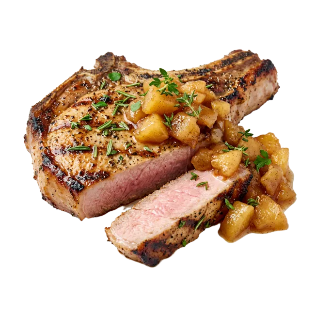 Grilled Pork Chop with Apple Compote