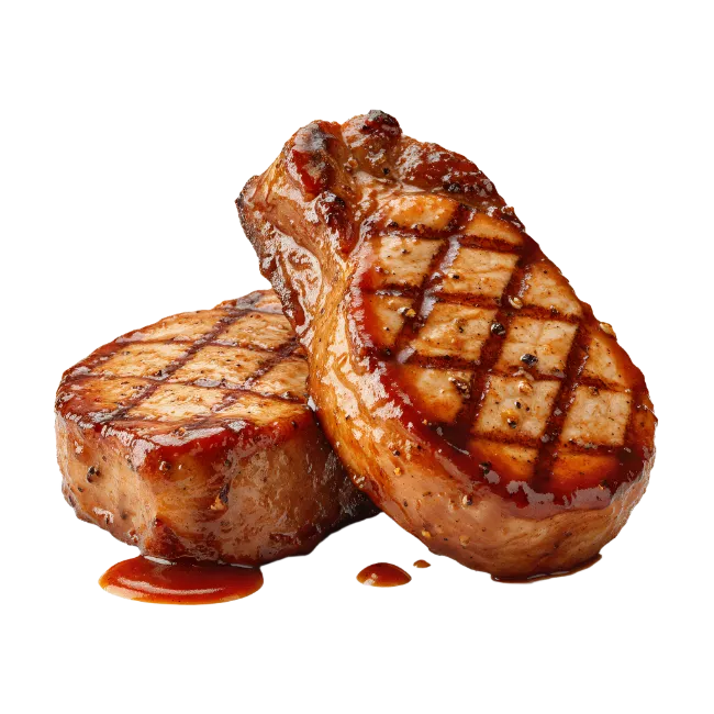 Grilled pork chops with barbecue glaze