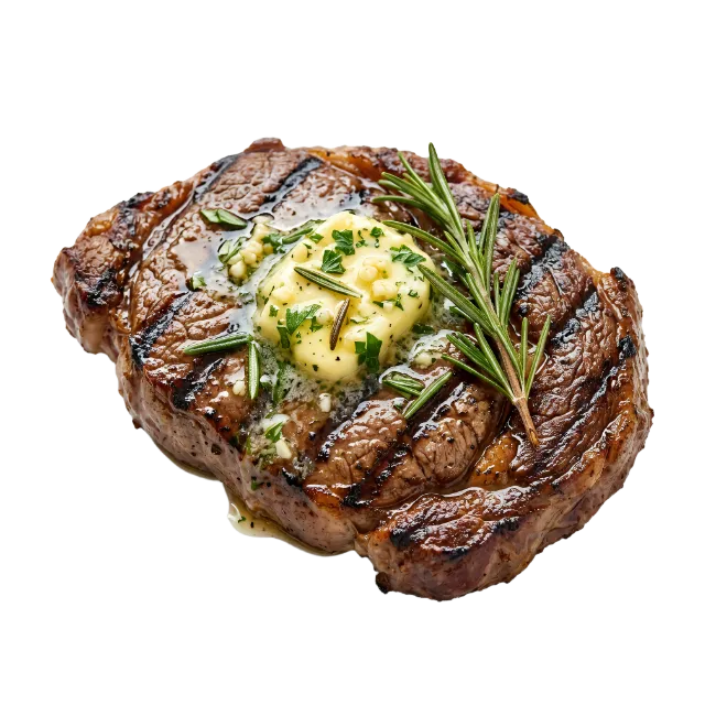Grilled Ribeye Steak with Butter and Herbs