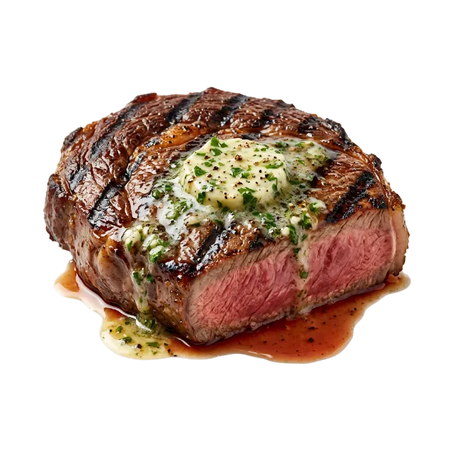 Grilled Ribeye Steak with Melted Herb Butter