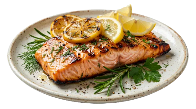 Grilled Salmon Fillet with Lemon and Herbs
