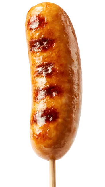 Grilled Sausage on a Wooden Skewer
