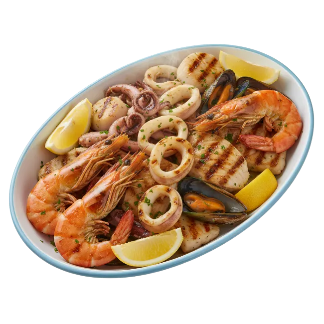 Grilled Seafood Platter with Shrimp and Calamari