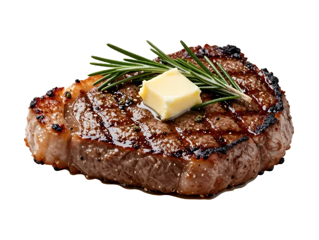 Grilled Steak with Butter and Rosemary