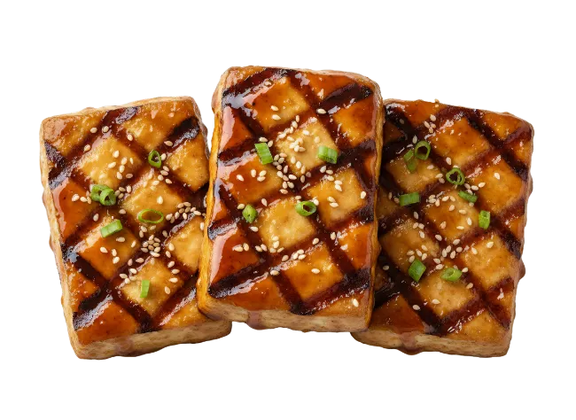 Grilled Teriyaki Tofu Steaks with Sesame Seeds