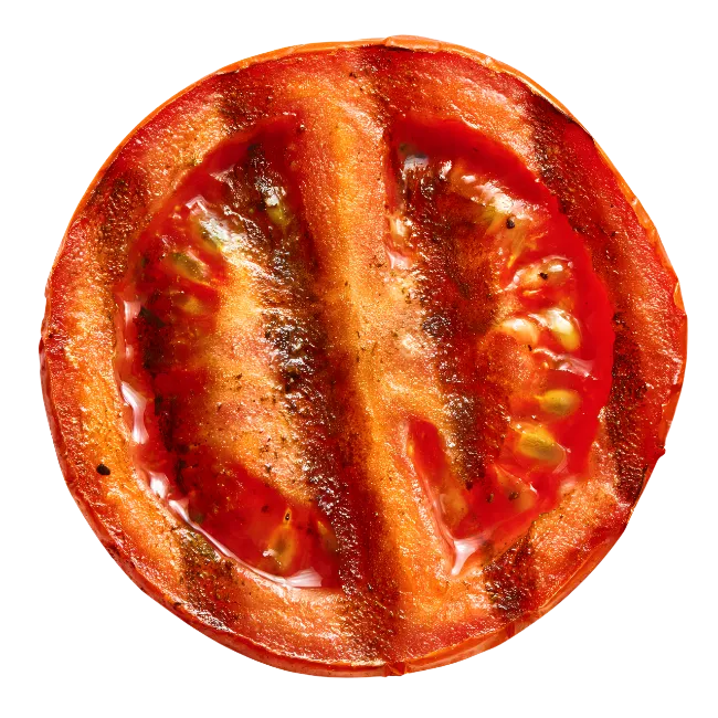 Grilled Tomato Slice Cut in Half
