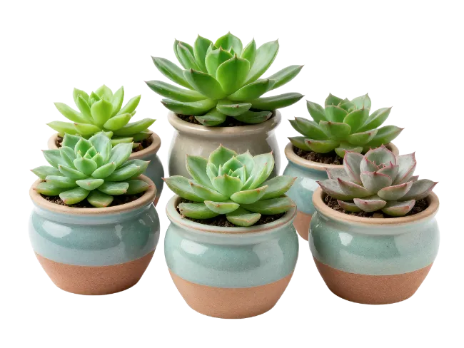 Group of Potted Succulent Plants