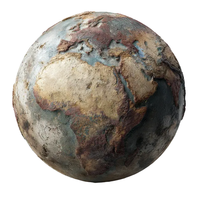 Grungy Textured Globe Planet Earth Sphere