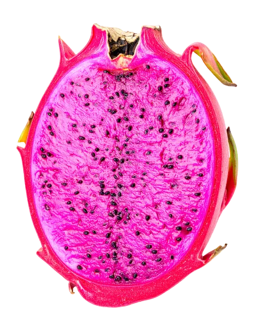 Half of fresh dragon fruit cut open