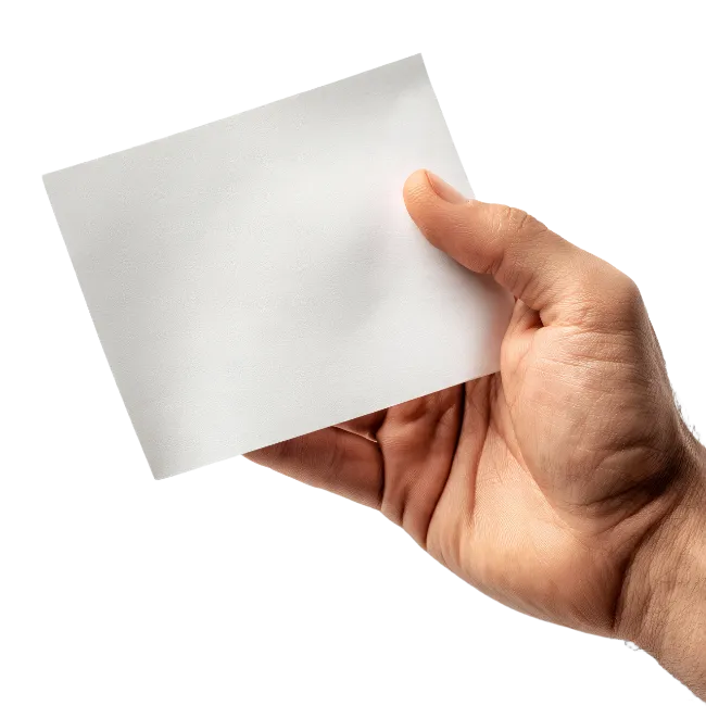 Hand Holding Blank White Card