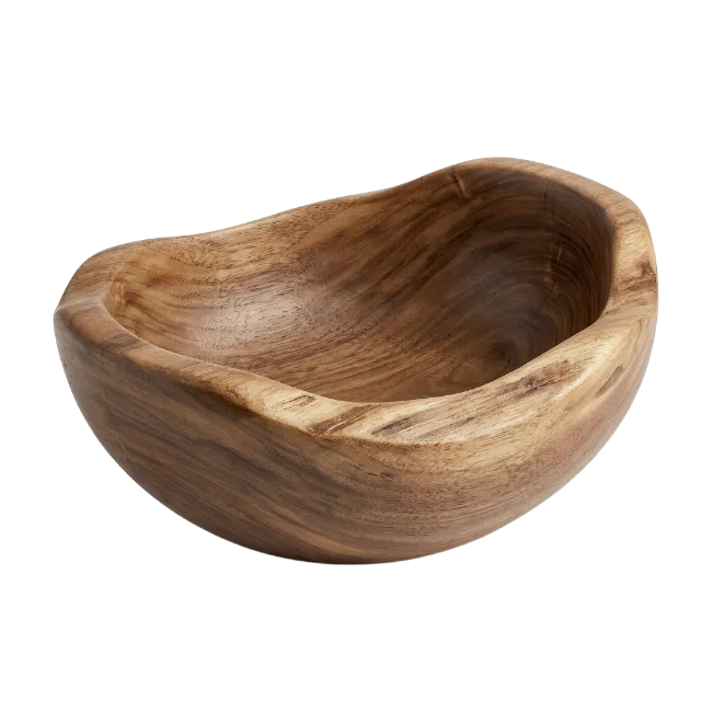 Handcrafted Wooden Bowl with Natural Grain