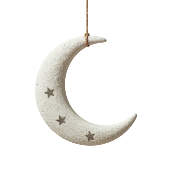 Hanging Crescent Moon Decoration with Stars