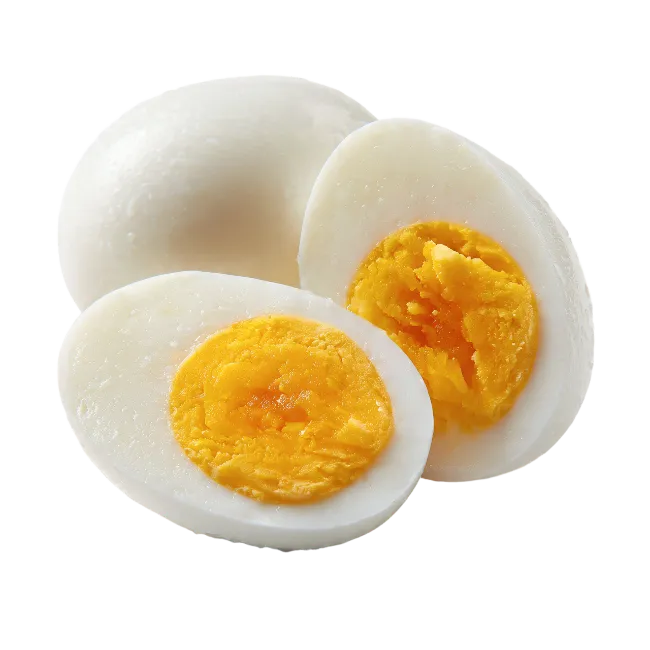 Hard Boiled Eggs Halved and Whole
