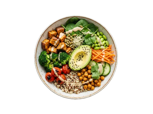 Healthy Buddha Bowl with Avocado and Quinoa