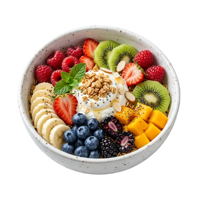 Healthy Smoothie Bowl with Yogurt and Fresh Fruits