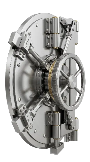 Heavy Steel Bank Vault Door with Combination Wheel
