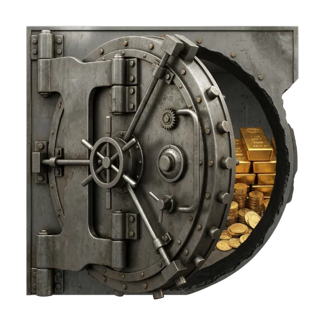 Heavy Steel Vault Door With Gold