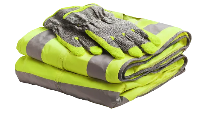 High Visibility Safety Vest and Work Gloves
