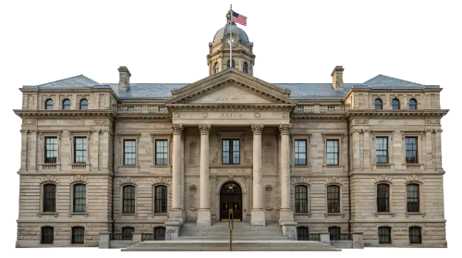 Historic American Courthouse Building with Columns