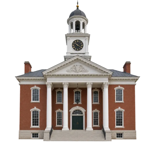 Historic Brick Courthouse Building with Clock Tower