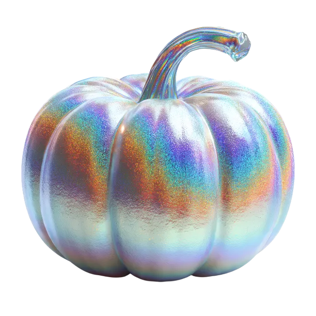 Holographic Iridescent Pumpkin with Metallic Shine