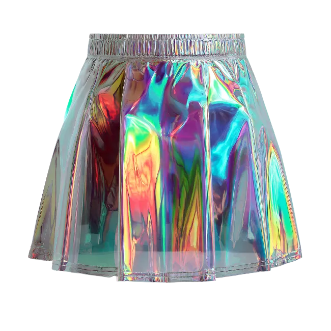 Holographic Metallic Pleated Skirt