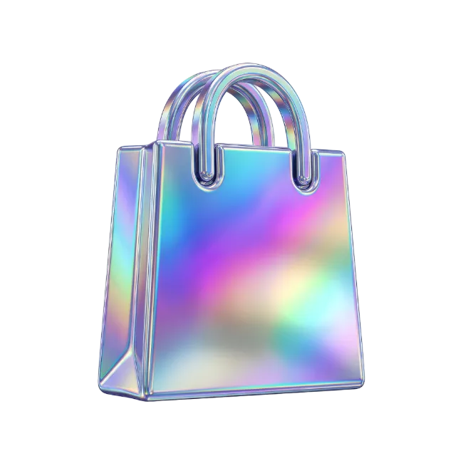 Holographic Metallic Shopping Bag 3D Icon
