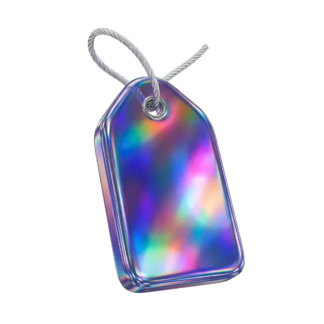 Holographic Price Tag with Silver String