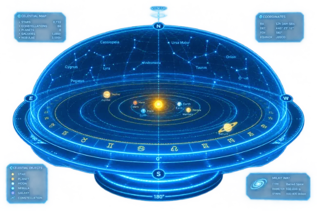 Holographic Solar System and Celestial Map Graphic