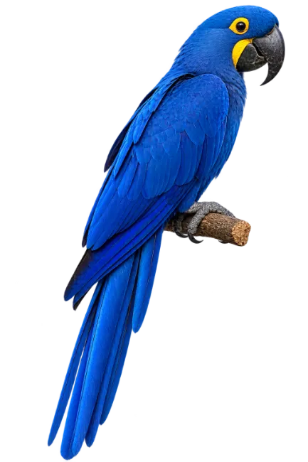 Hyacinth Macaw Parrot Perched on Branch