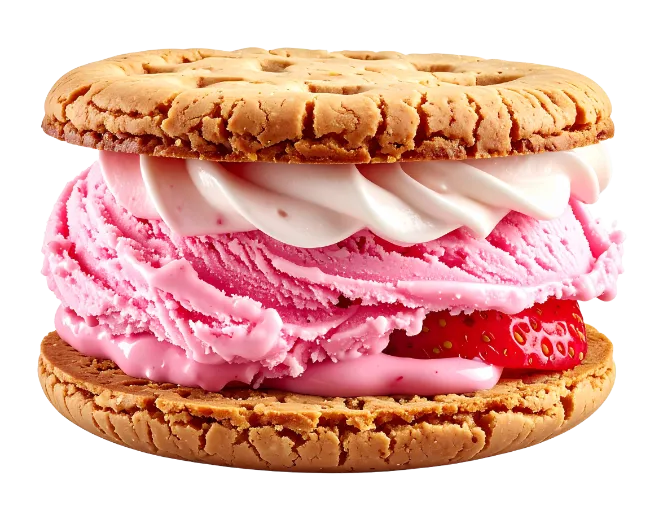 Ice Cream Sandwich Cookie with Strawberry and Cream