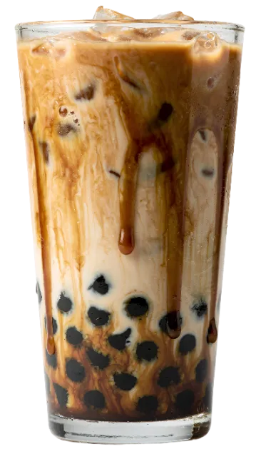 Iced Boba Milk Tea with Caramel Drizzle