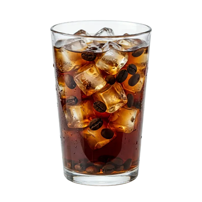 Iced Coffee Glass with Ice Cubes