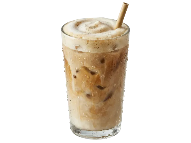 Iced Coffee with Foam in a Glass