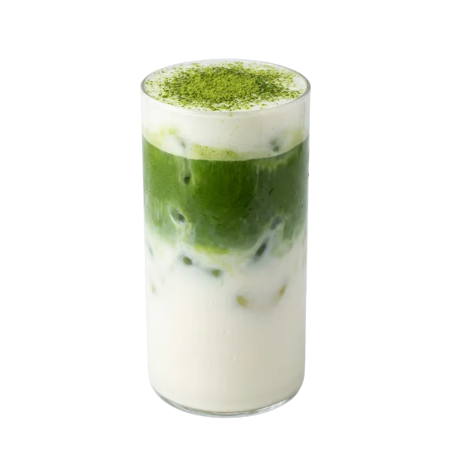 Iced Matcha Green Tea Latte in Glass