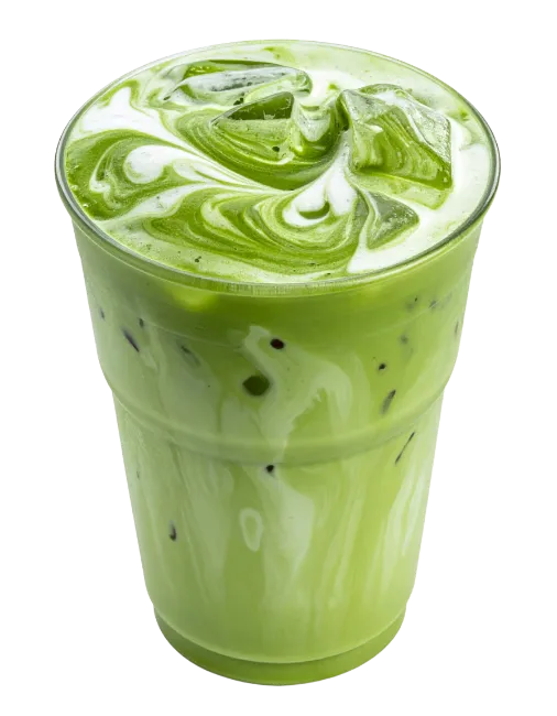 Iced Matcha Green Tea Latte in Plastic Cup