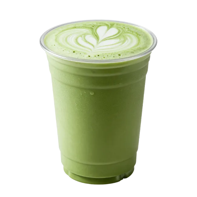 Iced Matcha Latte in Plastic Cup