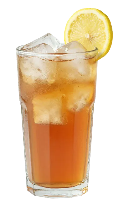 Iced Tea Glass With Lemon and Ice Cubes