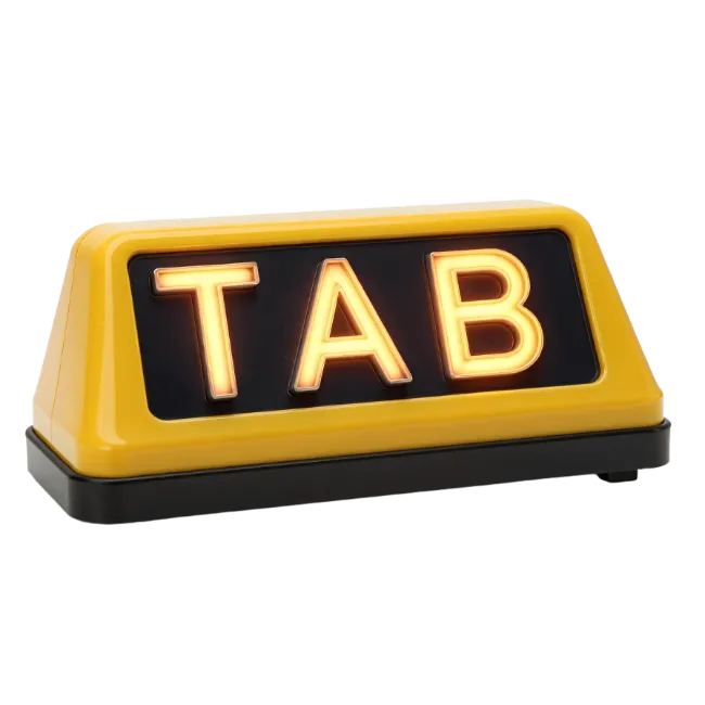 Illuminated Yellow Taxi Cab Sign