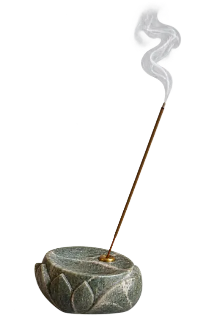 Incense Stick Burning with Smoke in Holder